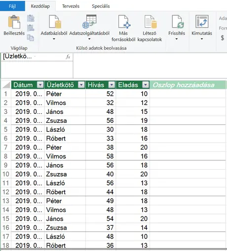 Power Pivot adatmodell PP adatmodell