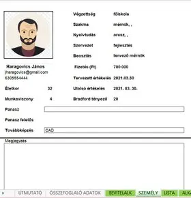 Humán erőforrás menedzsment személyi lap Humán erőforrás menedzsment személyi lap